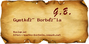 Gyetkó Borbála névjegykártya